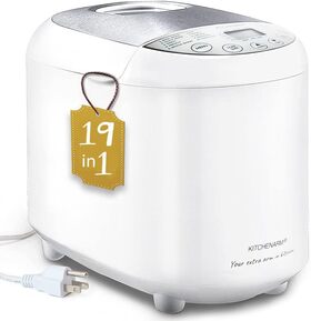KITCHENARM 19-in-1 HANDY Bread Machine (2LB 1.5LB 1LB 3 Loaf Sizes) - Beginner Friendly Bread Maker Machine with Gluten Free Setting 3 Crusts - Bread Making Machine with Recipes 15 Hours Delay Timer
